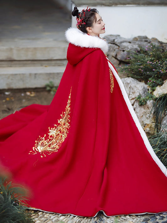 Autumn Winter hanfu cape, Royal colorway