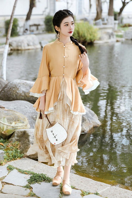 Canary modern Ming Dynasty style hanfu — detail