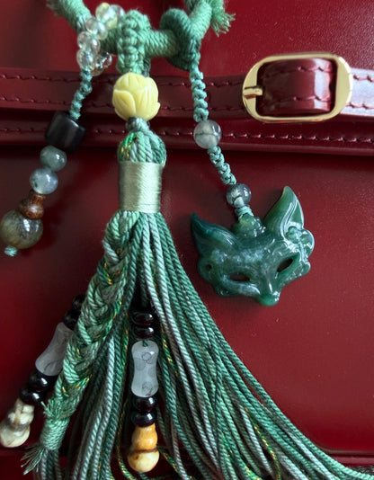 Agate Fox Tassel Charm | Chinese Cultural Bag Accessory
