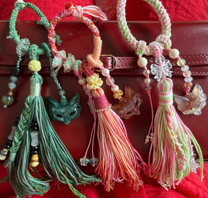 Agate Fox Tassel Charm | Chinese Cultural Bag Accessory