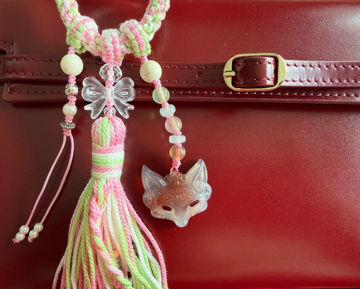 Agate Fox Tassel Charm | Chinese Cultural Bag Accessory