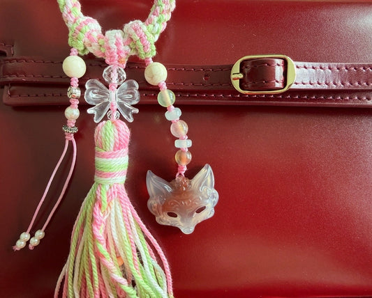 Agate Fox Tassel Charm | Chinese Cultural Bag Accessory