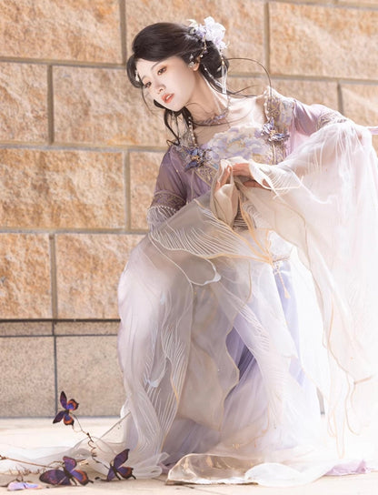 Wei Jin Dynasty Qiyao Ruqun Hanfu | Hibiscus 芙蓉