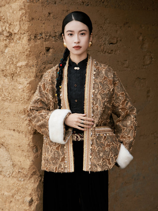 New Chinese and Ethnic Style Jacquard Cut Jacket - Qingheng 清珩