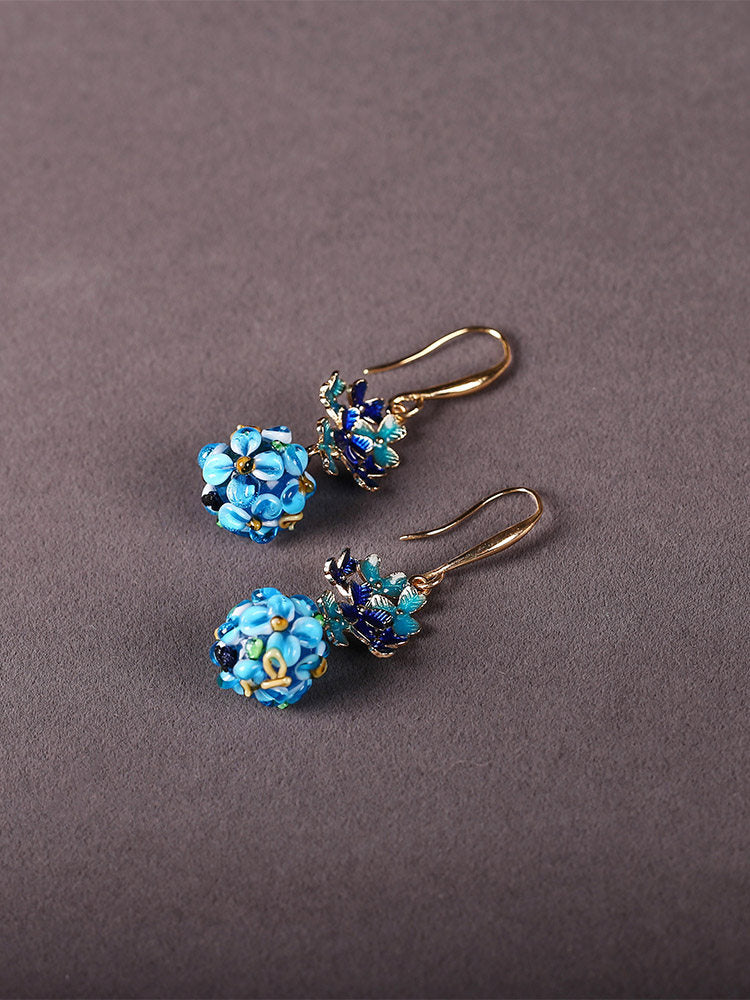 Sapphire Floral Beads Earrings | Cheongsam Jewelry