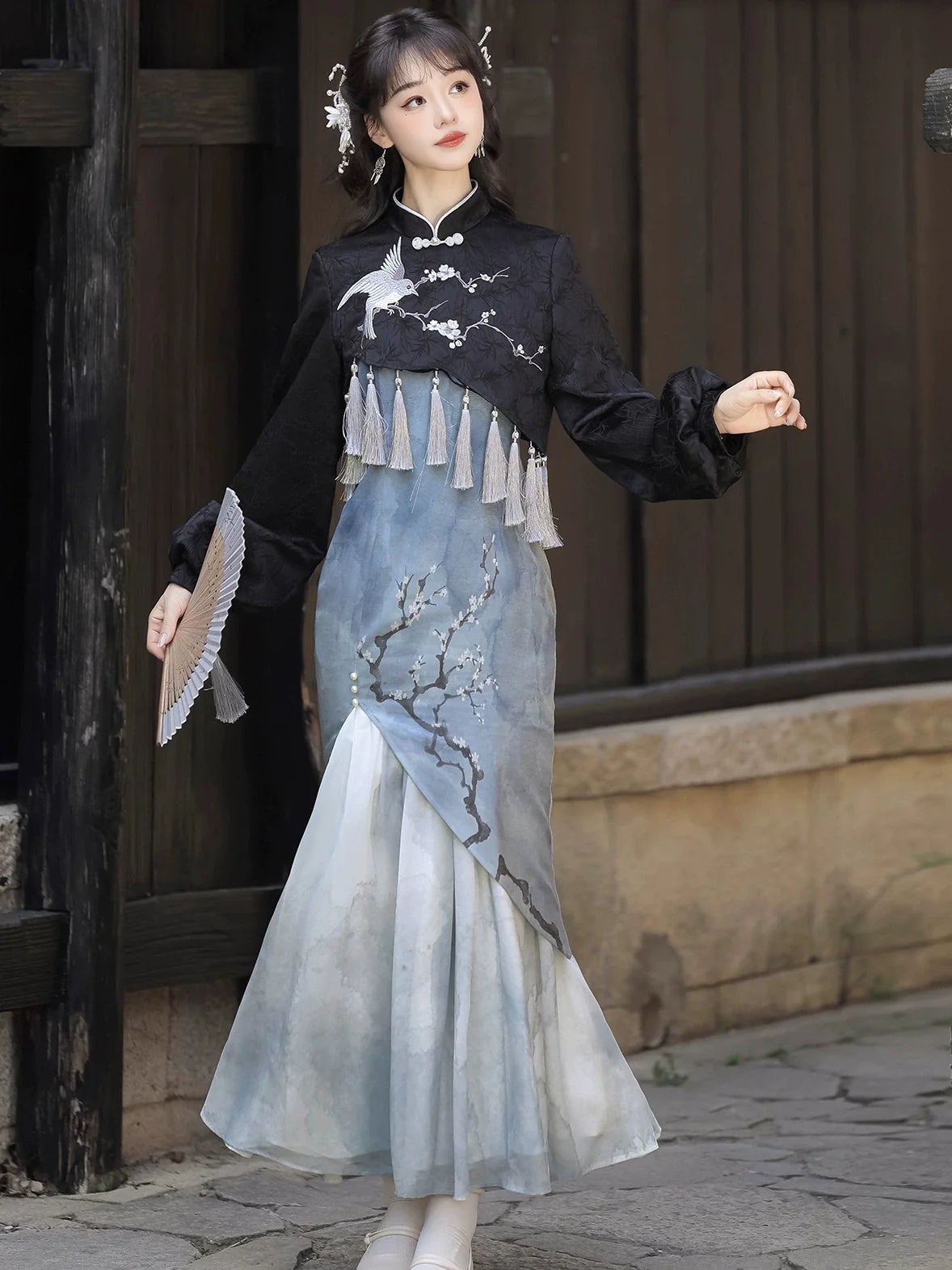 White Plum - New Chinese Style Modern Cheongsam Dress