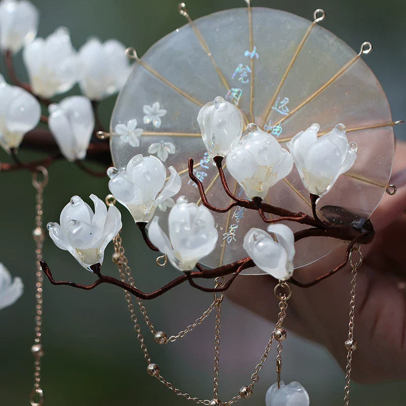 Lilies and Umbrella Hair Stick | Traditional Chinese Hair Accessory