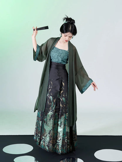 Chinese Blouse & Mamian Skirt Outfit | Peacock Feather 青羽