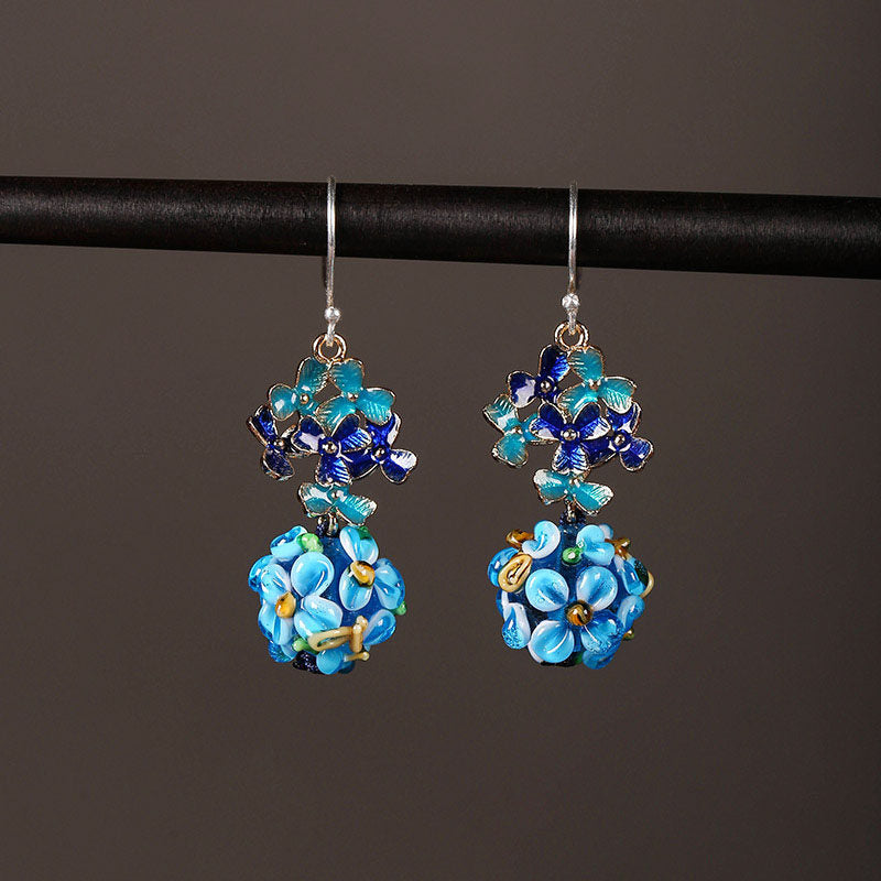 Sapphire Floral Beads Earrings | Cheongsam Jewelry