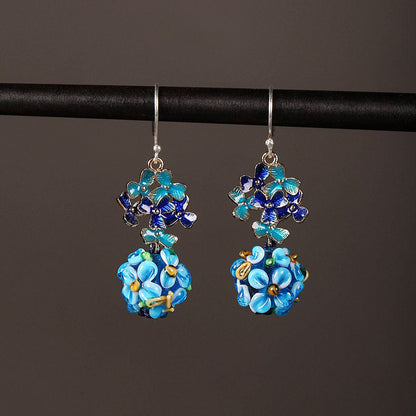 Sapphire Floral Beads Earrings | Cheongsam Jewelry