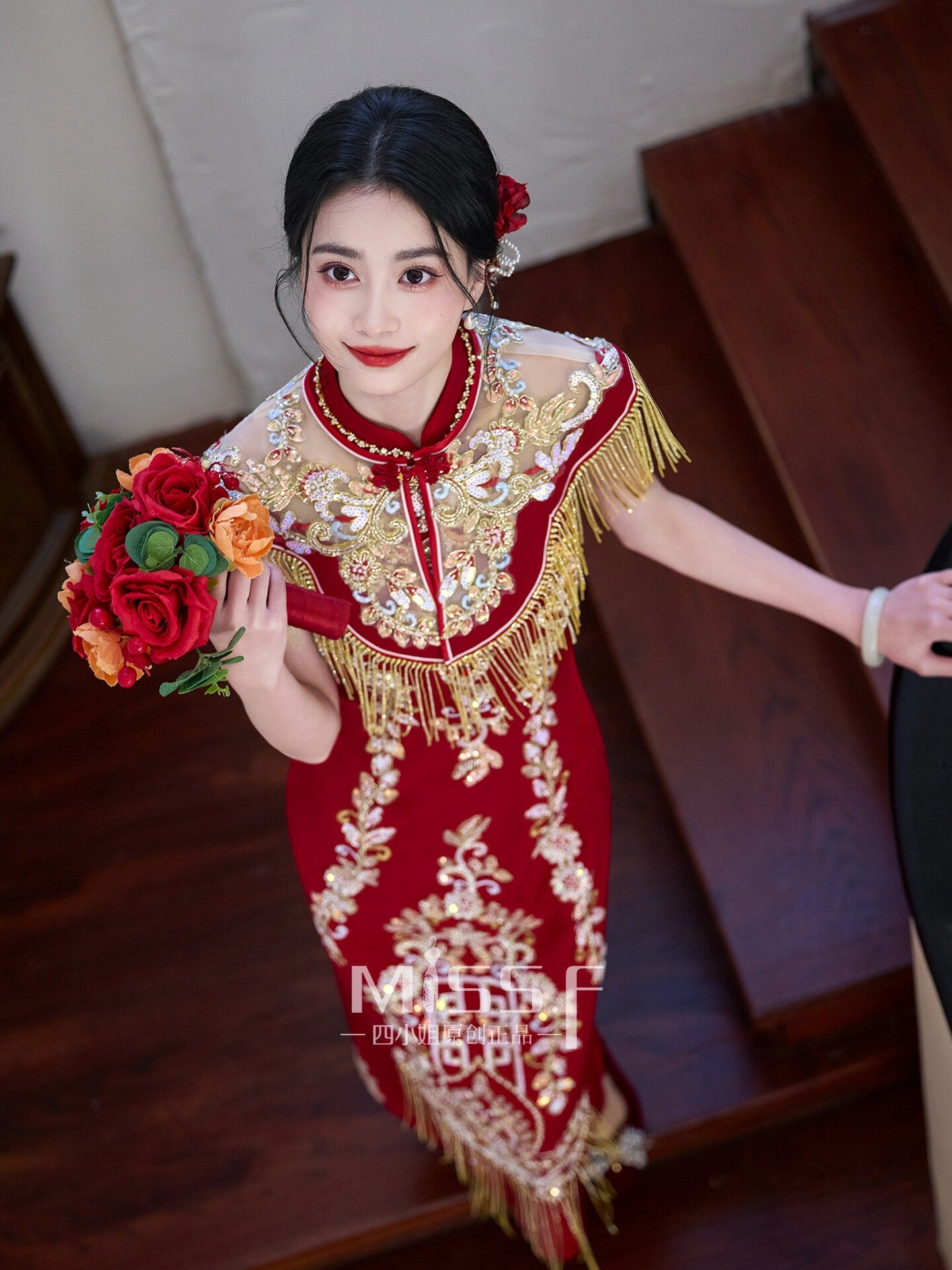 Red Embroidered Bridal Qipao Cheongsam | Qimei