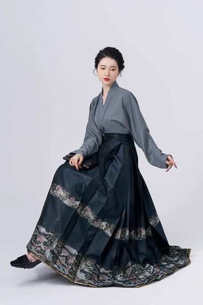 Chinese Blouse & Mamian Skirt Outfit | Drunk Star Lotus 醉星荷