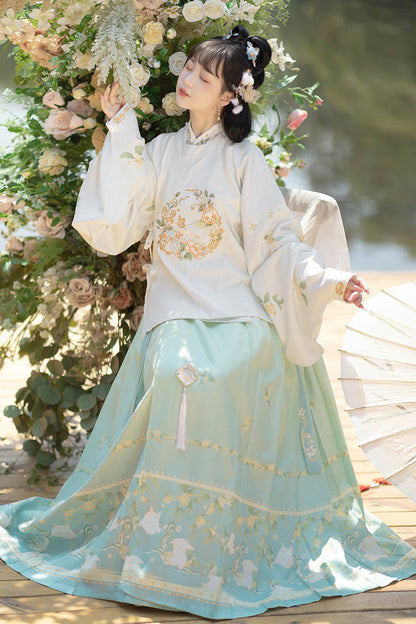 Ming Dynasty Pipa Sleeve Top & Printed Mamianqun | Rabbit 兔叽