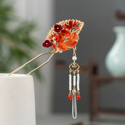 Oriental Flame Fan Hair Stick | Ancient Chinese Hair Accessory