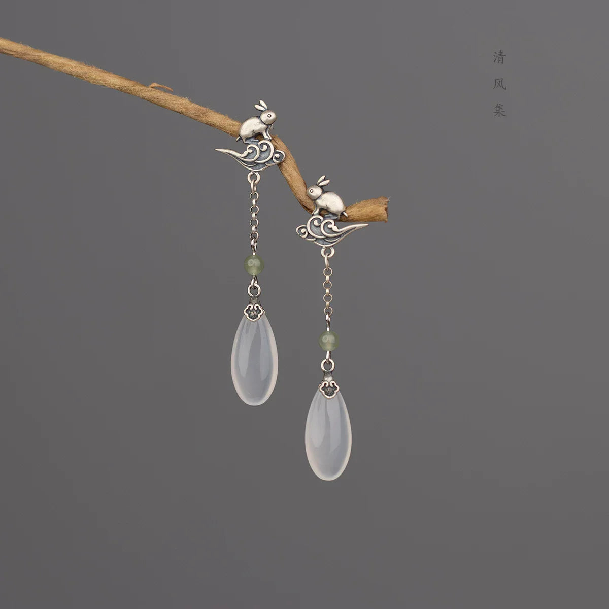 Jade Agate Antique Earrings | Hanfu Jewelry
