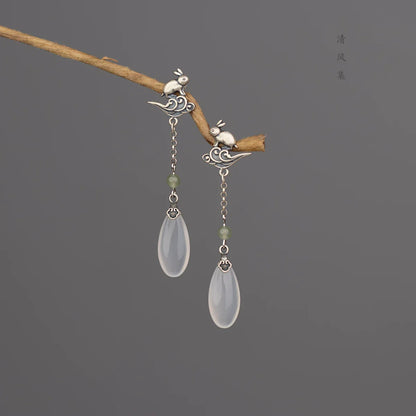 Jade Agate Antique Earrings | Hanfu Jewelry