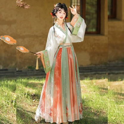 Wei Jin Dynasty Qiyao Ruqun Hanfu | Spring Flowers
