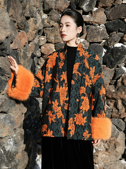 New Chinese Style Wool Blend Brocade Jacket - Shayue 沙玥