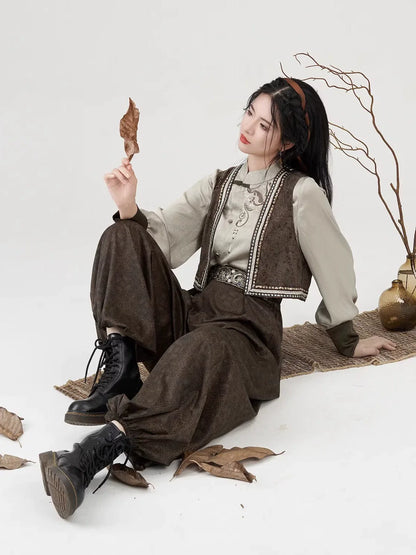 New Chinese Style Women Embroidered Vest, Inner Top & Lantern Pants - Poetry of the Wilderness 旷野之诗 (Preorder)