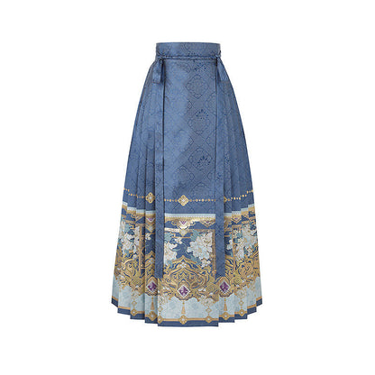 Ming Dynasty Winter Hanfu Set with Embroidered Mamian Skirt | Octagonal Vista 八角景