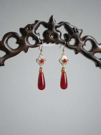Oriental Ruby Earrings | Hanfu Jewelry