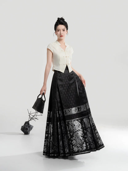 New Chinese Style Women's V Neck Top - Yinyue 吟月 (Preorder)