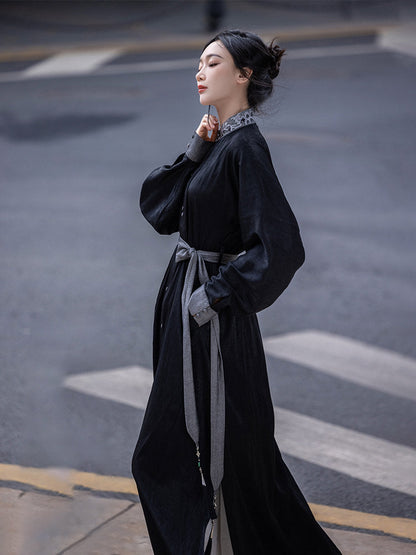 New Chinese Style Wuxia Style Collared Dress - Gongchaosheng 共潮生