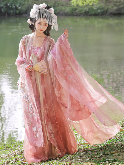 Moonlit Blossoms | Fairy Hanfu Set with Wide Sleeve Robes