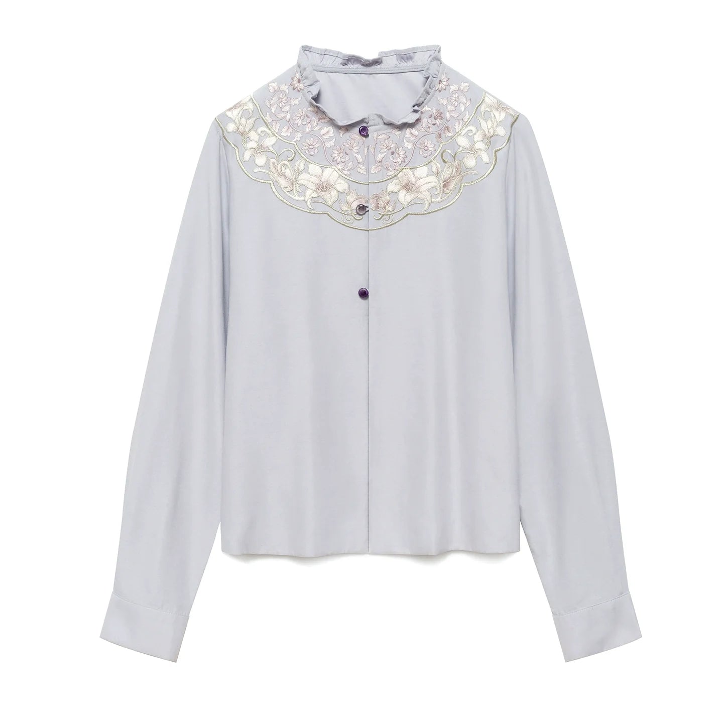 New Chinese Style Women Purple Embroidered Blouse with Fitted Mermaid Skirt - Xianglan 雪香兰 (Preorder)