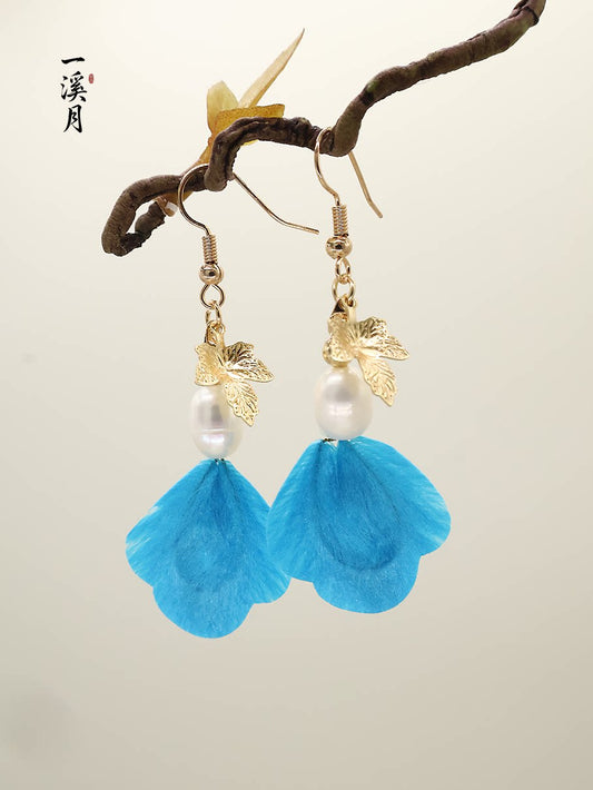 Floating Maple Velvet Flower Earrings | Hanfu Jewelry