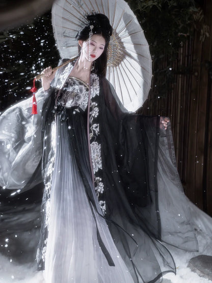 Black Peony 黑牡丹 - Tang Dynasty Style Hanfu Dress Heziqun