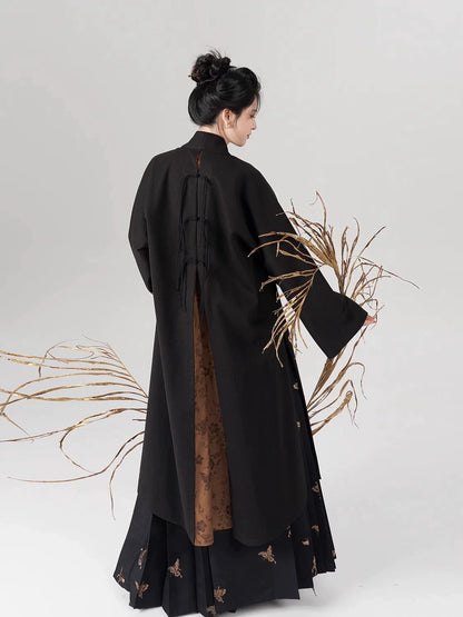 Song-Ming Dynasty Modern Hanfu Set with Long Sleeve Top and Mamian Skirt - Hundred Butterflies 百蝶绘 (Preorder)