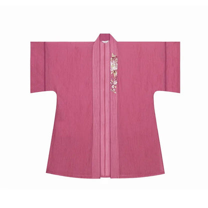 Song Dynasty Modern Hanfu Set with Changgan Temple Beizi and Wrap Skirt - Pink Carved Jade 粉雕玉琢 (Preorder)