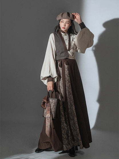 British Literature and Art Hanfu Vest and Eight Panel Skirt - Late Autumn 晚来秋 (Preorder)