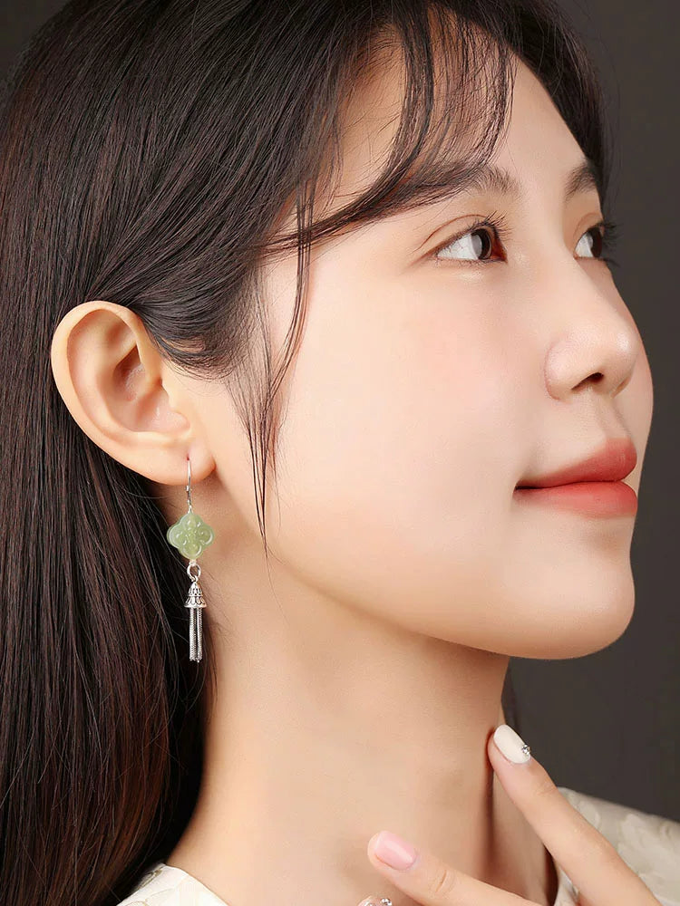 Oriental Four Leaf Clover Earrings | Cheongsam Jewelry