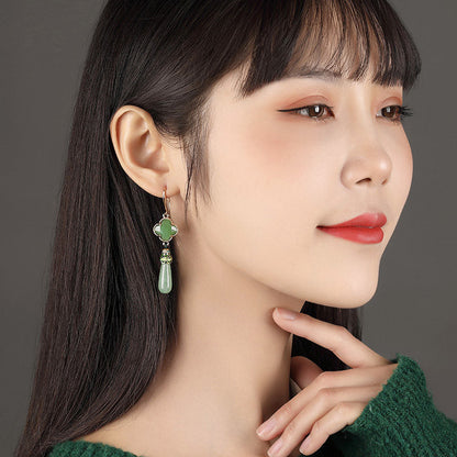Jade Four Leaf Clover Earrings | Cheongsam Jewelry