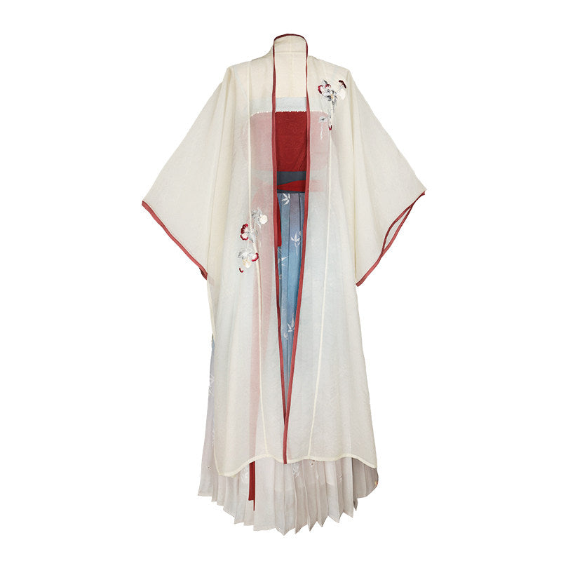 Song Dynasty Modern Hanfu Changgan Temple Cardigan and Pleated Skirt - Chaoyan 朝颜 (Preorder)