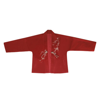 Song Dynasty Modern Hanfu Winged Sleeve Top and Wrap Skirt for Autumn and Winter - Plum Fragrance 倚梅香 (Preorder)