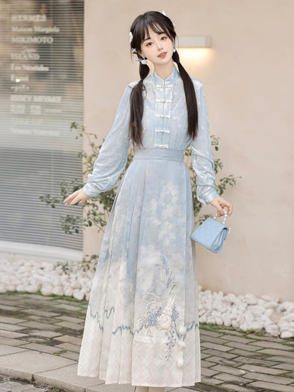 Ming Dynasty Modern Hanfu Sweater and Mamianqun - With Rabbits 与兔兔