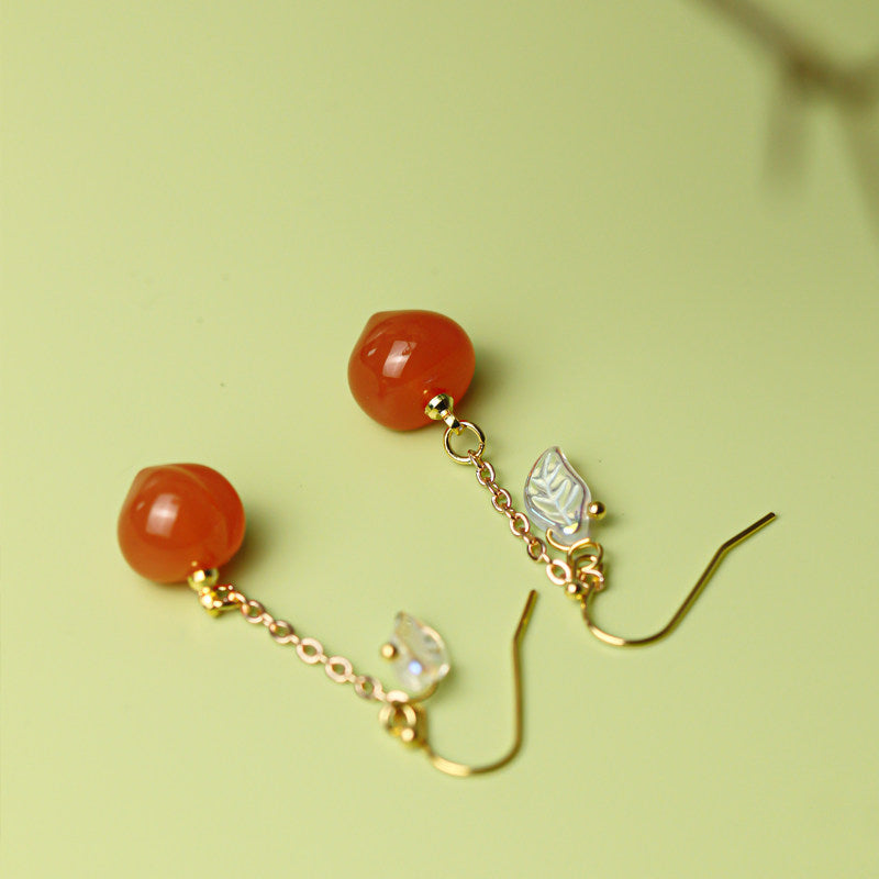 Peach Resin Earrings | Hanfu Jewelry