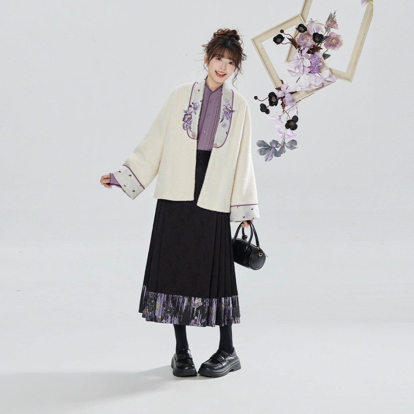 Xunmu | Modern Ming Dynasty Jacket and Mamianqun Skirt Hanfu Set