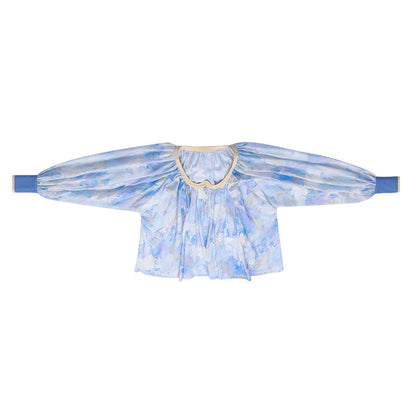 Tang Dynasty Modern Hanfu Heart Collar Top and Wrap Skirt - Van Gogh Sea 梵高的海国 (Preorder)