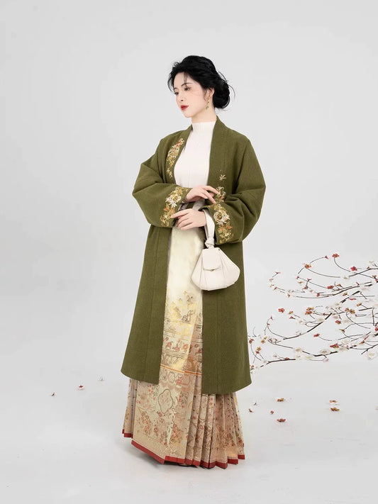 Windows Herbs Chinese Jacket & Mamian Skirt Outfit - modern Ming-inspired hanfu, front view