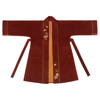 Song Dynasty Modern Hanfu Ginkgo Embroidery Autumn and Winter Jacket and Spiral Skirt - Yiyeqiu 一叶秋 (Preorder)