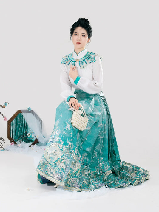 Chinese Long Sleeve Shirt & Mamian Skirt Outfit | Oceania 蜉蝣