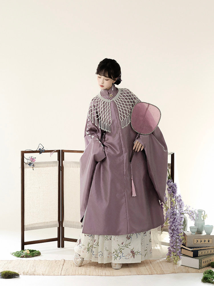 Ming Dynasty Pastel Mint Garden Print Robe & Mamianqun | Late Autumn 晚秋