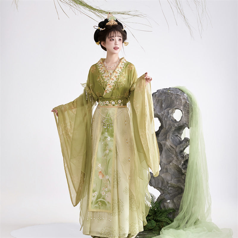 Wei Jin Dynasty Qiyao Ruqun Hanfu | Lily Blooms 郁见芳华