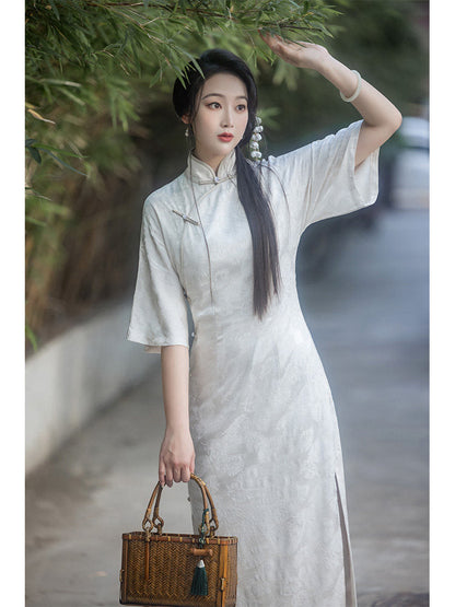 New Chinese Style Retro Flair Sleeve Cheongsam Dress - Still Spring 春不晚 (Preorder)
