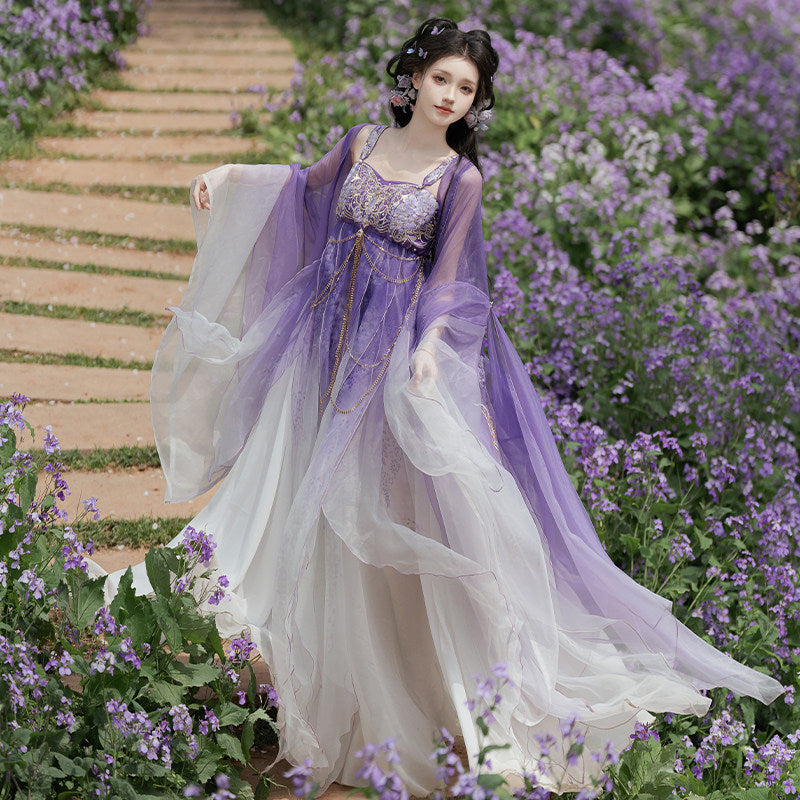 Jiu Chong Zi | Tang Dynasty Hezi Dress with Wide Sleeve Jacket