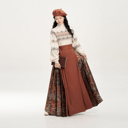 Dunhuang Museum Turtleneck Sweater and Mamianqun Hanfu Set - Pipa Music 琵琶乐 (Preorder)